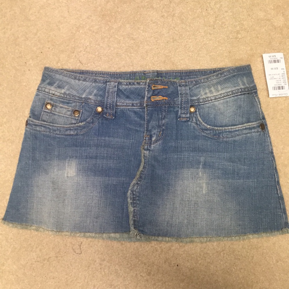 Hydraulic Light Wash Denim Skirt